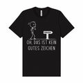 Schwarzes wortrebell T-Shirt mit Spruch „Oh, das ist kein gutes Zeichen“ – Strichmännchen neben einem Wegweiser