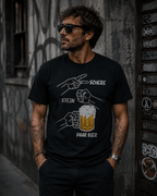 Lustiges Party T - Shirt Stein Schere Paar Bier